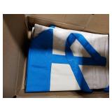 TOPDesign 6-Pack Canvas Tote Bags with an External Pocket, Reusable Grocery Shopping Bags, Top Zipper Closure, Daily Essentials (Ocean Blue/Natural)