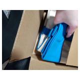 TOPDesign 6-Pack Canvas Tote Bags with an External Pocket, Reusable Grocery Shopping Bags, Top Zipper Closure, Daily Essentials (Ocean Blue/Natural)