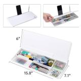 TSJ OFFICE Small Desktop Whiteboard -Glass Dry Erase Board Computer Keyboard Stand White Board Surface Pad with Drawer, Desk Organizers with Accessories for Office, Home, School Supplies