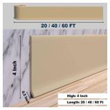 Duzzy Flexible Baseboard Molding Trim, 4 Inch(W) x 60 Feet(L) Peel and Stick Rubber Wall Trim Molding, Self-Adhesive Vinyl Wall Base Cove Base