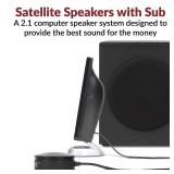 Cyber Acoustics CA-3090 2.1 Speaker System with Subwoofer with 18W of Power Easy Setup and Convenient Controls, Great for Music, Movies, and Gaming