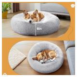 DUMOS Donut Dog Bed, Washable Dog Couch Bed with Removable Cover, Waterproof Pet Bed for Small Size Dogs, Memory Foam Pet Bed Non-Slip Base, Gray