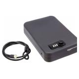 Amazon Basics Portable Security Case Lock Box Safe, Small Lock Box with Code, for College Dorm Room, Home, Combination Lock, Large, Black