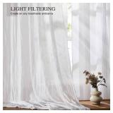 Anpark Elegant White Sheer Curtains 63 Inch Length for Bedroom, Living Room Soft Light Filtering Cotton Linen Farmhouse Sheer Curtains Natural Voile Drapes Rod Pocket, W52 x L63 in, 2 Panels