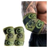 MANUEKLEAR 5mm Neoprene Weight Lifting Elbow Sleeves for Men (Olive Green, XL)