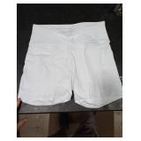 THE GYM PEOPLE High Waist Yoga Shorts for Women Tummy Control Fitness Athletic Workout Running Shorts with Deep Pockets (Medium, White)