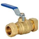 Eastman Full Port Ball Valve, 3/4 x 3/4 Inch Compression Ends, Brass Inline Water Shut-Off Valve, 20097LF