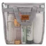 Ayieyill Shower Caddy Portable, Mesh Shower Caddy Tote Bag Quick Dry Hanging Toiletry and Bath Organizer for College Dorm, Gym, Beach, Travel or Camping with Zipper (Grey)