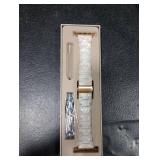 V-MORO Resin Band Compatible with Apple Watch Series 7/8/9/10/11 41/40/38/42mm, Women Fashion Strap for iWatch Series 6/5/4/3/2/1/SE, Lightweight Bracelet Wristband Replacement, Ivory White-Rose Gold