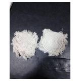 7.4in Boho Coasters Set of 2, Cute Drink Coasters Absorbent for Desk, Farmhouse Handmade Woven Macrame Coaster for Mugs Cups - Home Decor Housewarming Gift, Round Beige