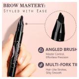 Eyebrow Pen, Waterproof Eyebrow Pencils for Women - Angled Brow Brush & Multi-Fork Tip Microblading Brow Pen, Precisely Creates Natural Hair-Like Brows, Easy to Use 05-Black
