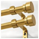 2 Pack Modern Gold Curtain Rods for Windows 48 to 84 Inches Adjustable Length Heavy Duty 1 Diameter Brass Window Curtain Rod with Solid Metal Finials for Outdoor Farmhouse Bedroom Kitchen Living Room