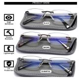 JJWELL 3 Pack Reading Glasses for Men Blue Light Blocking, Lightweight Rimless Metal Mens Eyeglasses Readers, Anti Eyestrain/Dryness/Computer Glare/UV 400, Spring Hinge Eyeglasses(1.00 Strength)