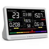 16 in 1 Air Quality Monitor Indoor 7 Display 9 AQI+7 AQI Alerts, CO2 Monitor Air Quality Tester for CO2, TVOC, PM2.5 PM1.0 PM10, HCHO Temperature Humidity AQI & Time Air Quality Meter for Home