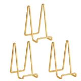 Plate Holder Easel Display Stand - 6 inch Metal Plate Stands for Display - Tabletop Picture Stand - Gold Iron Easels for Display Pictures | Photo Frames | Book | Decorative Plates | Plaque - 3 Pack
