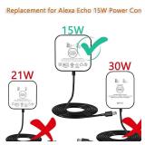 15W Alexa Power Cord Compatible with Echo Show 5 1st / 2nd Gen, Echo Dot 3rd / 4th / 5th Generation (Include Kids Edition), Echo Pop Spot Power Adapter Charger Cable 6.6ft