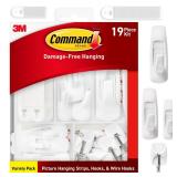 Command Variety Pack, Including 10 Pairs of Picture Hanging Strips, 6 Wire Hooks and 8 Utility Hooks for Hanging Christmas Decorations, Damage-Free Hanging Up to 19 Items with Command Strips, 1 Kit