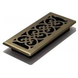 Decor Grates SPH410-A Scroll Design Floor Register, 4x10, Antique Brass Finish