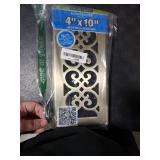 Decor Grates SPH410-A Scroll Design Floor Register, 4x10, Antique Brass Finish