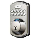 Veise Fingerprint Door Lock, Keyless Entry, Auto Lock, Electronic Keypad Deadbolt for Front Door, Biometric, Anti-Peeking Password, Easy Install, Satin Nickel