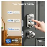 Veise Fingerprint Door Lock, Keyless Entry, Auto Lock, Electronic Keypad Deadbolt for Front Door, Biometric, Anti-Peeking Password, Easy Install, Satin Nickel