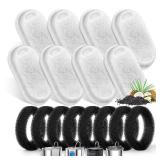 Cat Water Fountain Filters for Stainless Steel 67oz/2L Adjustable Water Flow Pet Fountain, 8 Pack Pet Replacement Filters with 8 Sponges