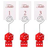 Rotatingpals 12 Pcs Dice Table Number Dice Place Card Holders Game Kit Includes Table Numbers 1 2 3 and Casino Place Card Holders Party Supplies Casino Wedding Decoration (Red,White)