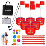 DHXGON Backyard Golf Game with 2 Clubs, Portable 6 Hole Golf Course, Outdoor Yard Golf Chipping Game for Family and Adults, Beach, Park, Lawn, Field Day Reunion Party Games