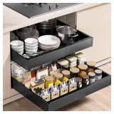 Huolewa Pull Out Cabinet Organizer, Expandable(12.2-20.5) Heavy Duty Slide Out Drawer for Kitchen Cabinets Fixed with Adhesive Nano Films (16.5