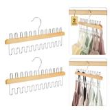 HOUSE DAY Closet Organizers and Storage, Tank Top Hangers, Rotatable Bra Organzier for Closet, Max 48 Storage Capacity Sport Bra Holder, Wood Space Saving Hanger 2 Pack - Dorm Room Essentials