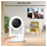 Kadymay Indoor Camera w/ 1-Key-Call, Pet Camera/Dog Cameras w/Motion Tracking, 2K HD Baby Monitor w/Pan/Tilt Rotating, Live Video&Playback with Phone App, WiFi Wireless Cameras for Home Security-White