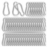 50PCS M5 Spring Snap Hook Carabiner, Heavy Duty Galvanized Steel Carabiner Clip, 220LBS Holding Capacity Spring Clips for Hammock Swing Outdoor Travel