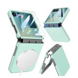 Caka for Samsung Galaxy Z Flip 7 Case [Magnetic Charging][Hinge Protection] [Screen Protector] Women Men Shockproof Protection Phone Cover for Z Flip 7 2025 - MintGreen