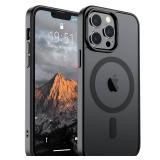 SUPFINE Magnetic for iPhone 13 Pro Max Case (Compatible with MagSafe) (Military Grade Drop Protection) Translucent Matte Shockproof Phone Cover,Black
