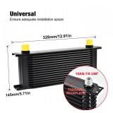 EVIL ENERGY 16 Row Oil Cooler Kit, 10AN Transmission Engine Cooler British Radiator Universal Aluminium Black