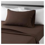 Amazon Basics Lightweight Super Soft Easy Care Wrinkle Free Microfiber 3 Piece Bed Sheet Set with 14-Inch Deep Pockets, Twin, Chocolate, Solid, Kids, Men & Women Bedding