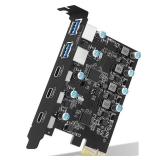 YEELIYA USB PCIE Card 5-Port (3X USB C,2X Type A) PCI Express Expansion Card Desktop PC Internal hub for Windows 10/8/7 and MAC OS 10.8.2 Above