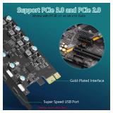 YEELIYA USB PCIE Card 5-Port (3X USB C,2X Type A) PCI Express Expansion Card Desktop PC Internal hub for Windows 10/8/7 and MAC OS 10.8.2 Above