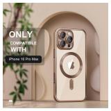 Misea Magnetic for iPhone 16 Pro Max Case Compatible with MagSafe [Never Yellowing] [Military Grade Drop Protection] Full Camera Lens Protector Plating Soft Clear Phone Case for Women 6.9, Desert