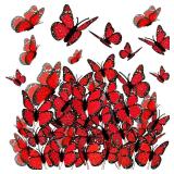 Waydress 24 Pieces Halloween Monarch Butterfly Decorations 3 Size Artificial Monarch Butterflies Wall Decor 3D Butterfly Wing Wall Art with Wire for Fall Wedding Home Bedroom Decorations(Red)