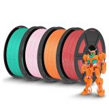 TECBEARS High Speed PLA 3D Printer Filament Bundle Matte PLA Filament 1.75mm for High Speed 50-600mm/s, High Toughness Matte Filament, Red+Pink+Orange+Green