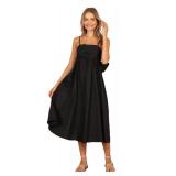 Petal & Pup Alice Bow Back Midi Dress - Black XS