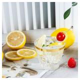 Ciaell 200PCS Gold Plastic Cups - 9Oz Heavy Duty Disposable Clear Plastic Cups with Gold Rim for Wine, Cocktail, Party & Wedding & Thanksgiving