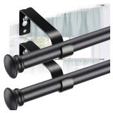28-50 Inch Heavy Duty Black Curtain Rod Set - 2 Pack Cafe Rods With Brackets for Windows, Doors, Kitchen, Bathroom