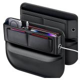 SOEKAVIA Car Seat Gap Filler Organizer, 2 Pack Premium Leather Car Center Console Organizer with Card Slots for Phones, Glasses, Keys, Cards, Universal Fit Car Accessories for Women/Men Interior