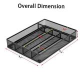 JANE EYRE Utensil Drawer Organizer, Cutlery Tray Silverware Flatware Storage Divider for Kitchen, Mesh Wire with Non-slip Foam Feet, 5 Component, Black