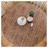 LIBERECOO Round Vinyl Fitted Tablecloth with Flannel Backing Elastic Edge Table Cover Waterproof Stain-Resistant Wipeable Tablcloths Fits 40-44 Round Tables