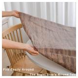 LIBERECOO Round Vinyl Fitted Tablecloth with Flannel Backing Elastic Edge Table Cover Waterproof Stain-Resistant Wipeable Tablcloths Fits 40-44 Round Tables