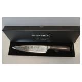 APPEARS NEW - TONGMARU Chef Knife, 8 inch Professional High Carbon Razor Super Sharp German Stainless Steel - Kitchen Chef Kitchen Knife with Ergonomic Forged PakkaWood Handle, with Luxury Gift Box, f