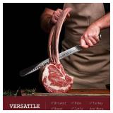 APPEARS NEW - YFWOOD Slicing Knife, 17 Inch High Carbon Stainless Steel Super Sharp Carving Knifes for Meat Cutting, Fruit Cutting, BBQ, Turkey, Full Tang, Ergonomic Handle Design